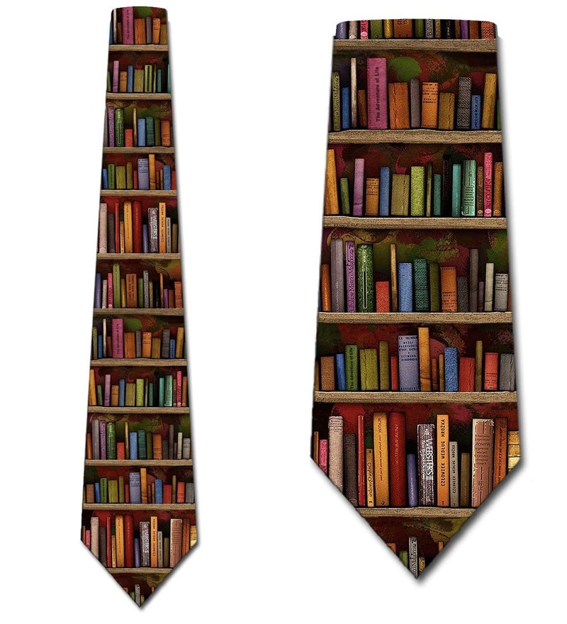 Three Rooker Book Ties Mens Literary Book Shelf Necktie - Image 2
